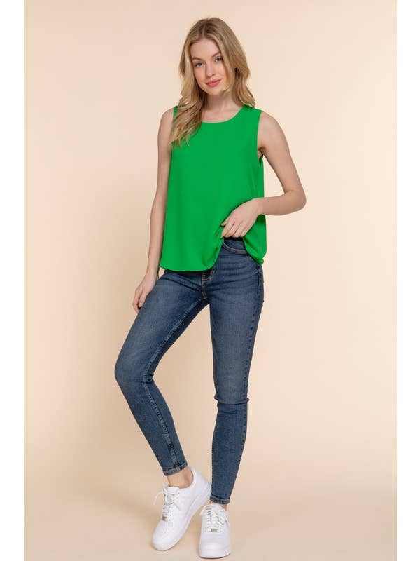 Active Basic | Active USA - Wholesale Blouse - Women's - Sleeveless Round Neck Woven Top7