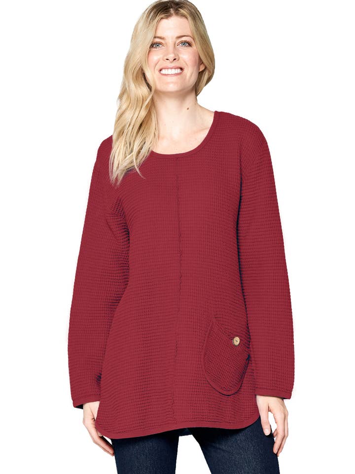 Feather Waffle Tunic in Plus Sizes for wholesale by Focus Fashion