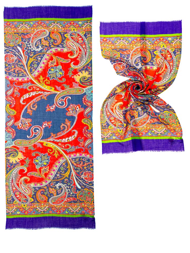 STOLE MEN CASHMERE DESIGN PRINT 92%WO 8%SILK 70X180 MADE IN for wholesale by Ayfee