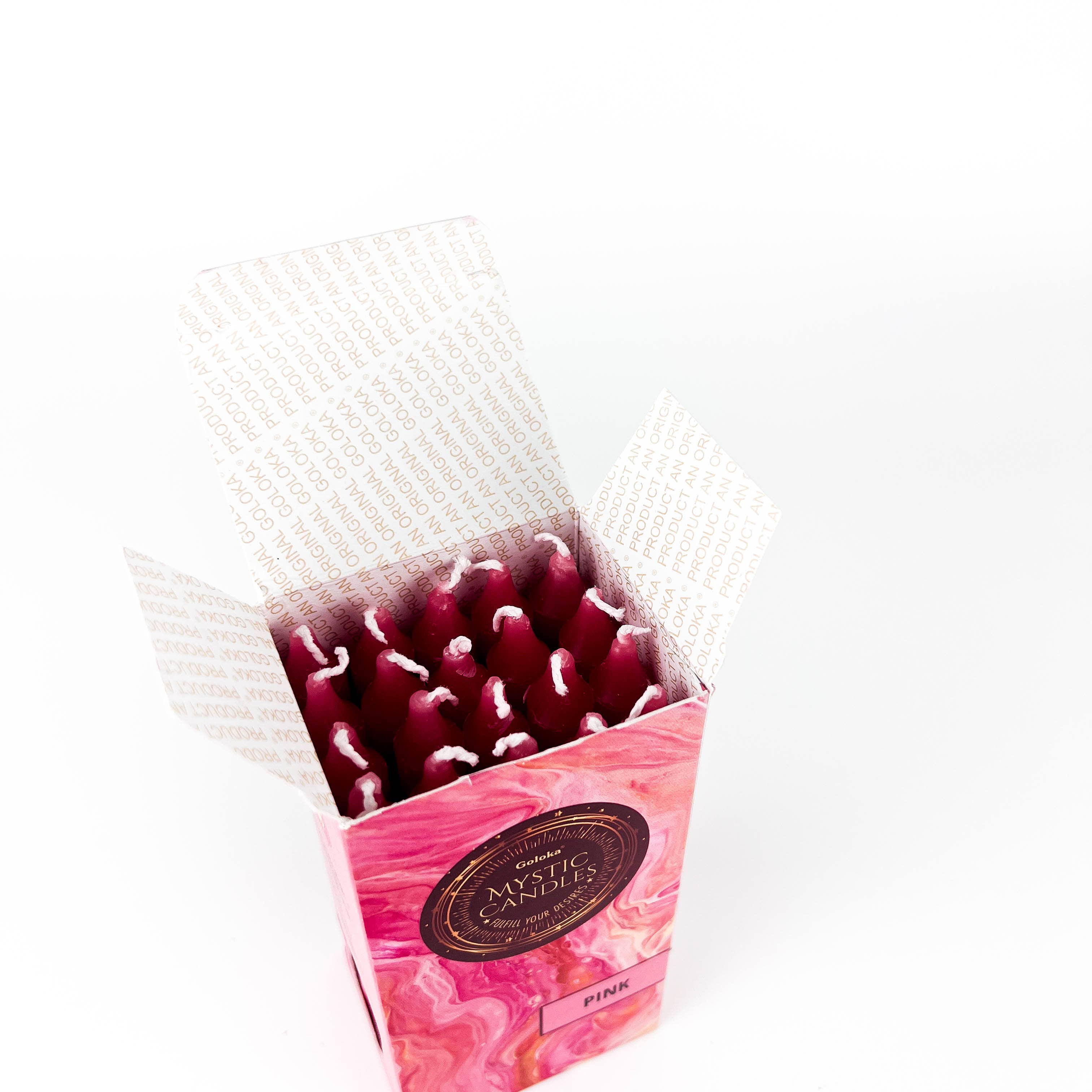 GREENROOTS USA LLC - Wholesale Tapered Candle/Candlestick - Goloka Pink Mini Ritual Candle (Pack Of 20) - 0.5"X5"9