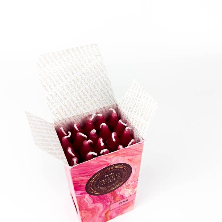 GREENROOTS USA LLC - Wholesale Tapered Candle/Candlestick - Goloka Pink Mini Ritual Candle (Pack Of 20) - 0.5"X5"9