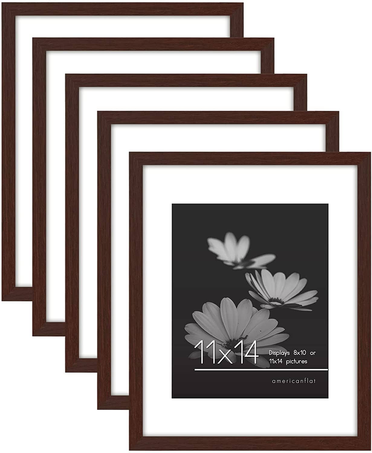 Americanflat - Wholesale Picture Frame - Americanflat Picture Frame with Mat Slim Molding (5 Pack)133