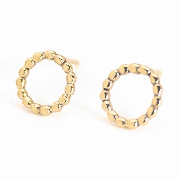 Solid 9ct Gold Beaded Circle Earrings for wholesale by LAVEY LONDON