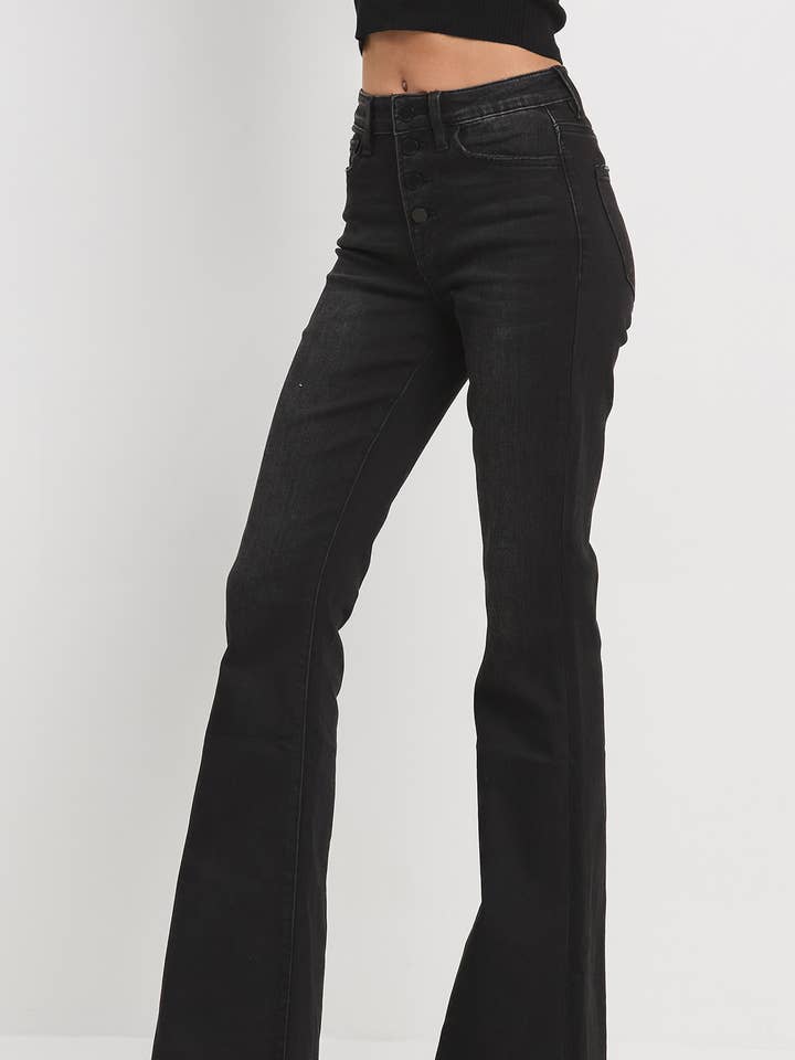 Washed Black High Rise Flare for wholesale on Faire