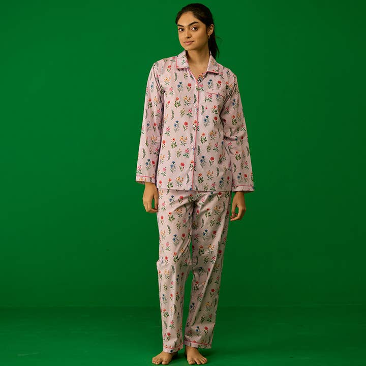 Women Florals Pima Pajama Set for wholesale by Little West Street