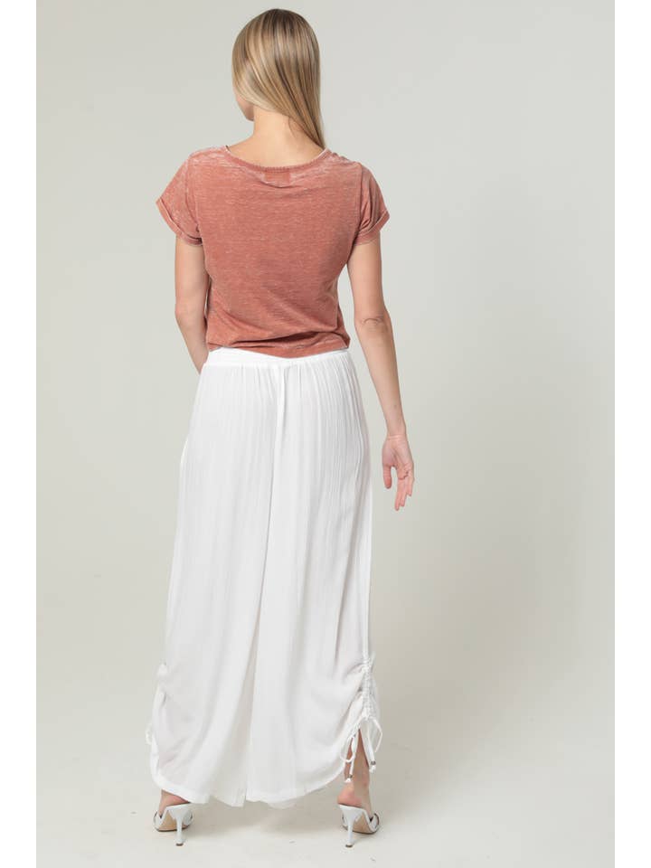 ANGIE - Wholesale Pants - Women's - B3710-ASIS SIDE CINCH WIDE LEG PANTS WITH SMOCKED WAIST AND 14