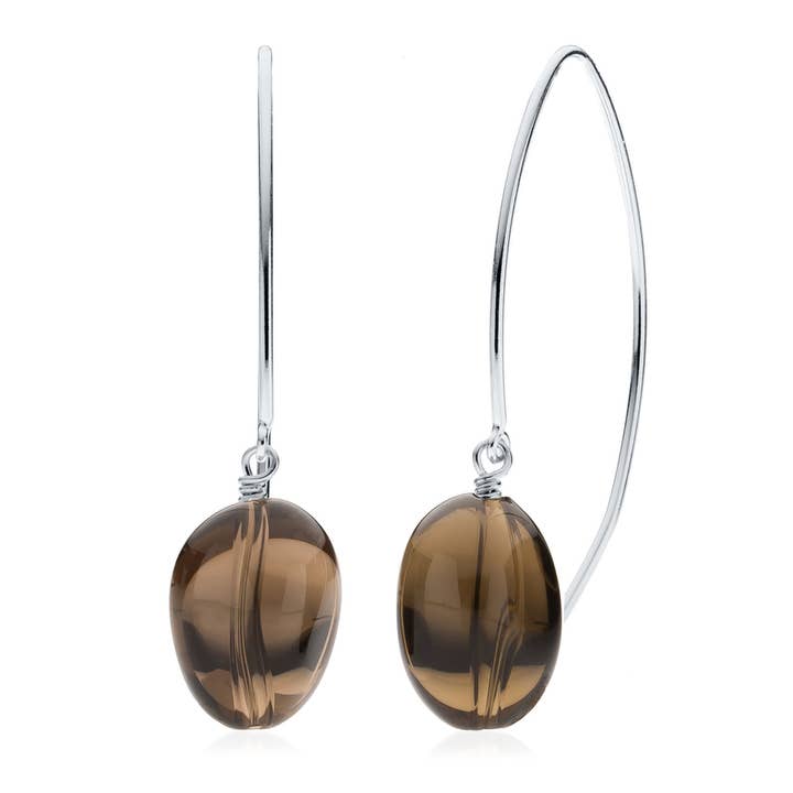 Smoky Quartz Wishbone Earrings for wholesale by Stefanie Wolf Designs