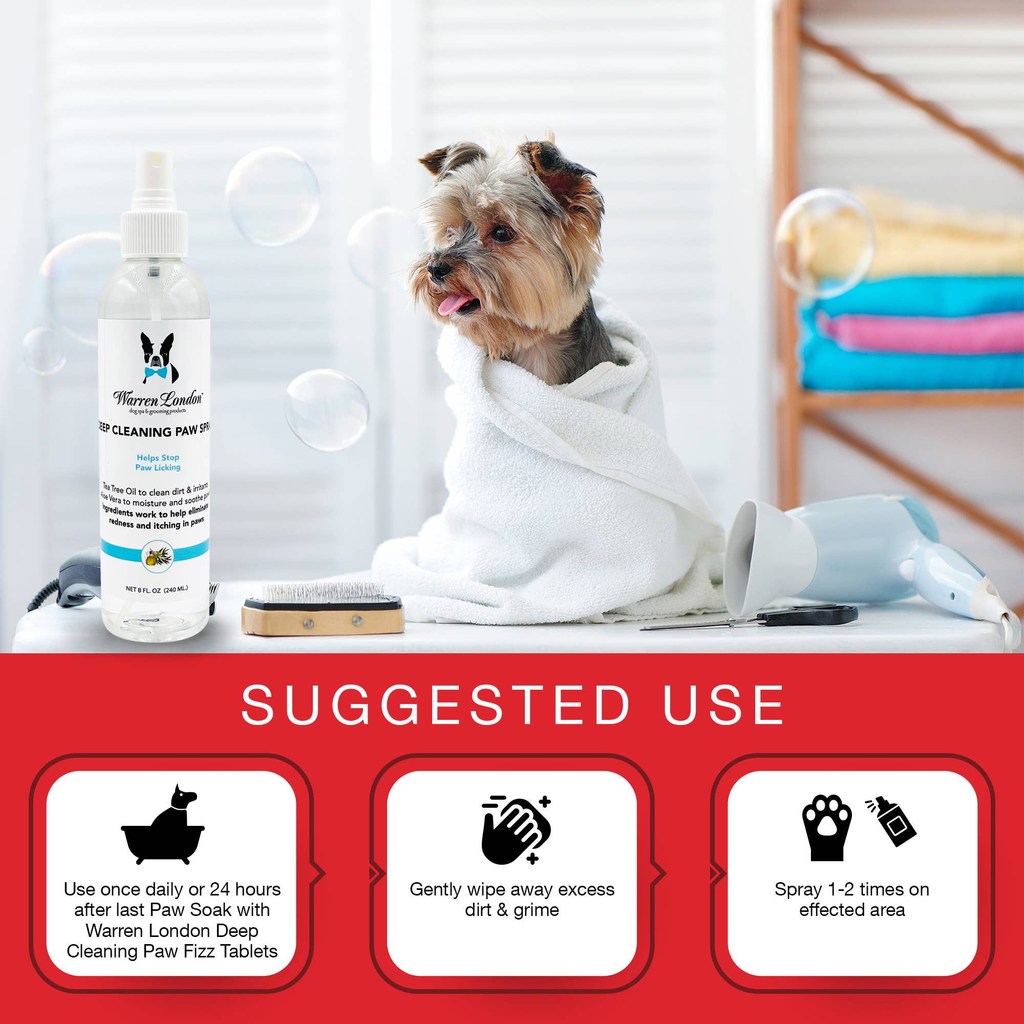 Warren London Dog Products – wholesale Pet paw protection – Deep Cleaning Paw Spray3