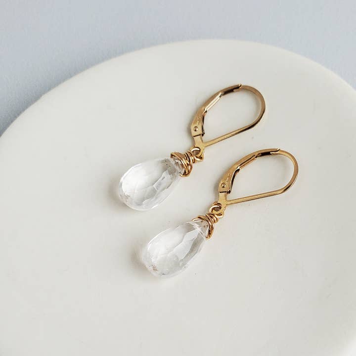 Crystal Quartz Earrings, Lever Back or Hook for wholesale by Carrie Whelan Designs