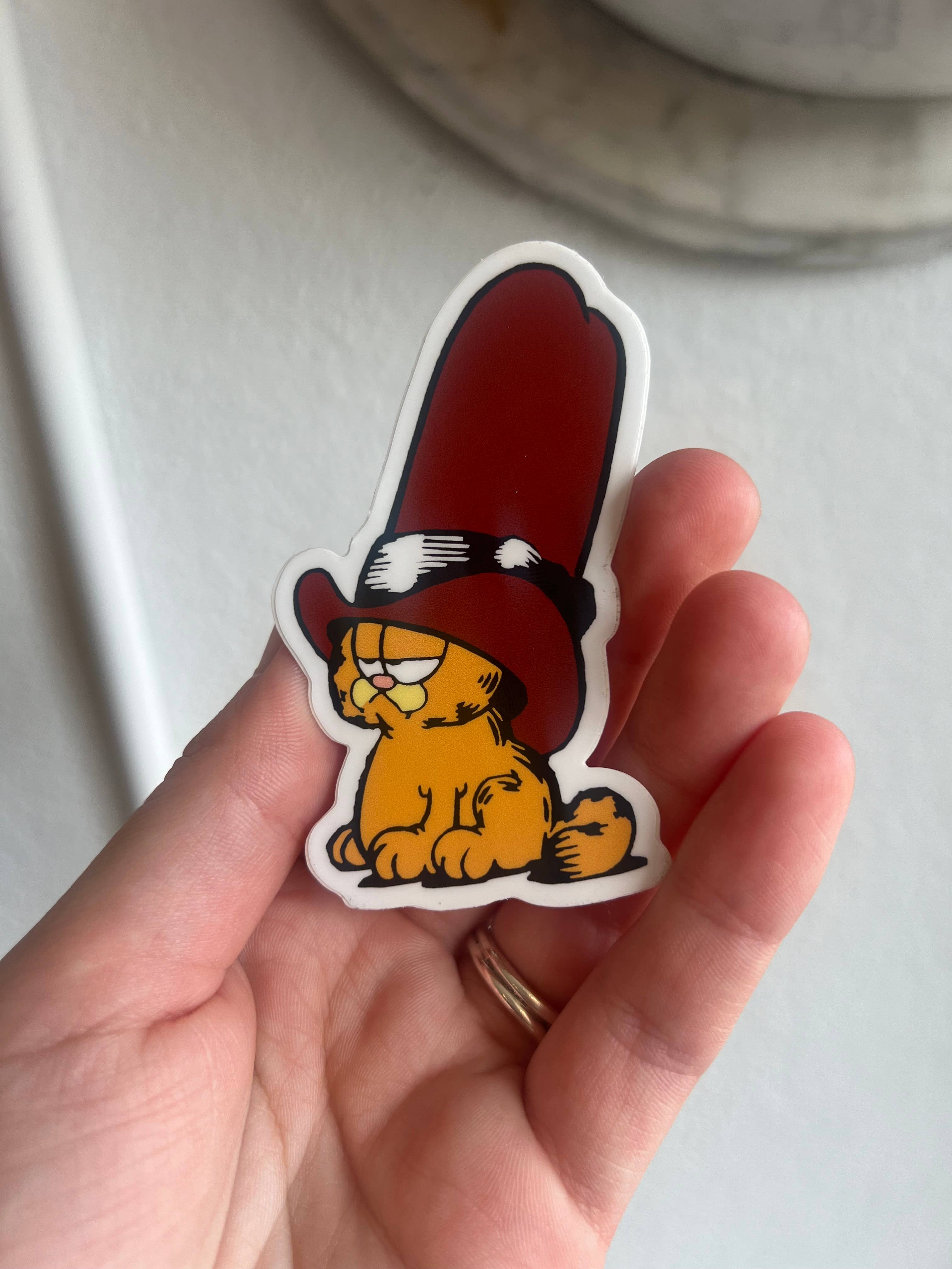 The Weeping Roses - Vente Autocollant - Autocollant en vinyle Chat orange avec chapeau de cow-boy de 10 gallons2