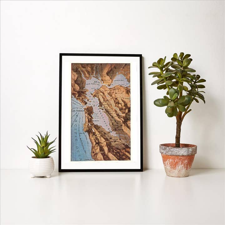 Found Image Press - Wholesale Art Print - Art Print SF-299 Relief Map of Bay Area, California1