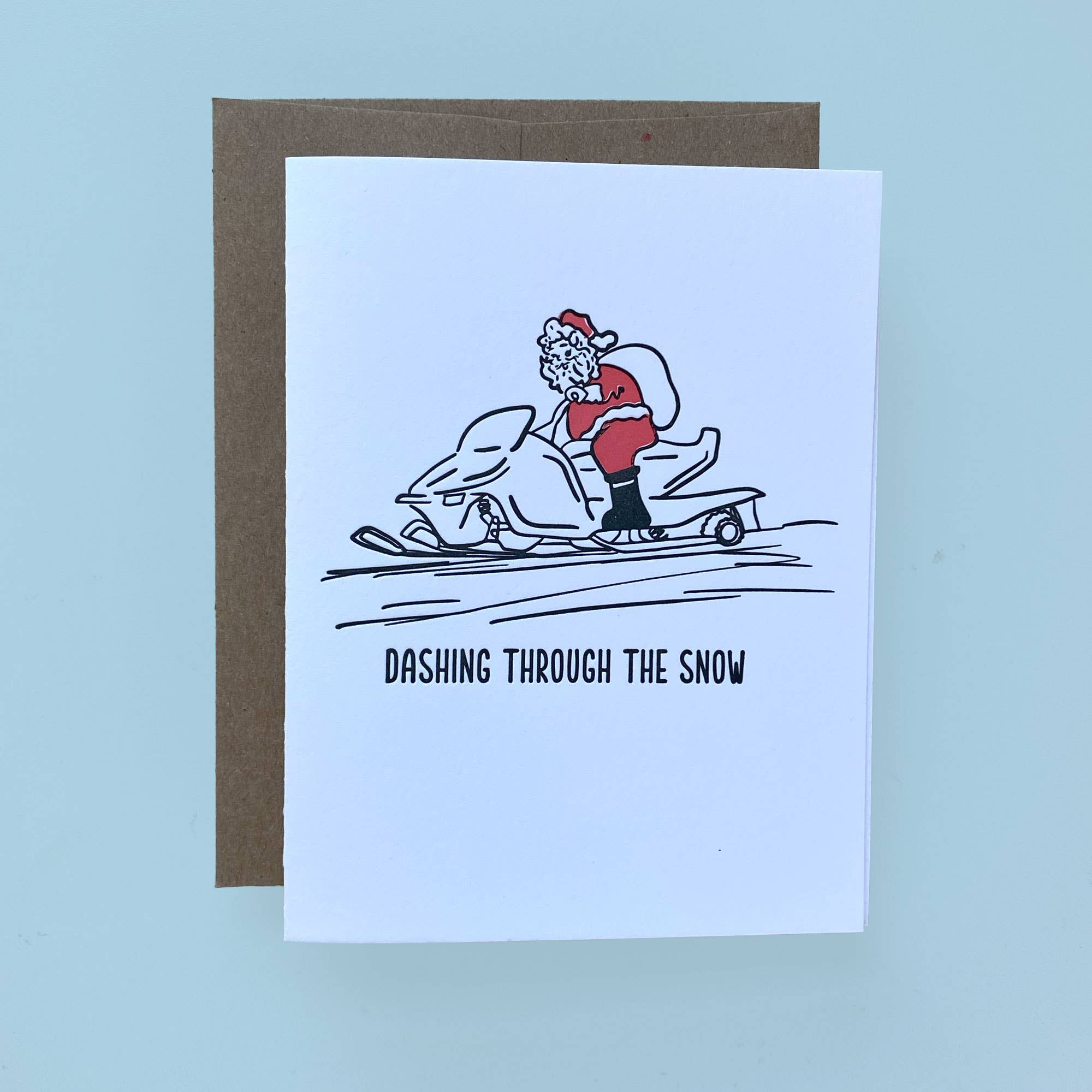 Stack Paper Press - Wholesale Christmas Card - Snowmobile Santa Dashing Through the Snow Holiday Card1