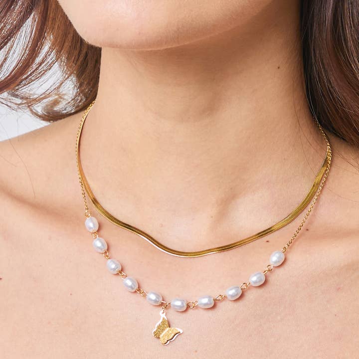 Gold Stainless steel necklace 224YC24 for wholesale on Faire