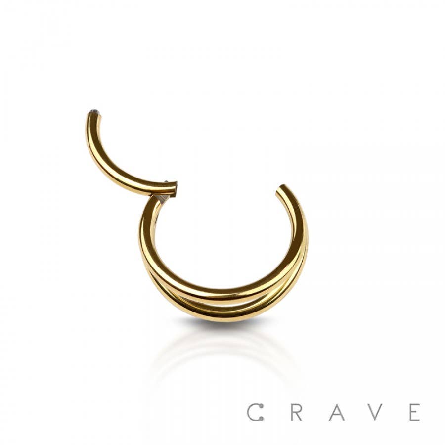 CRAVE - Wholesale Hoop Earrings - DOUBLE RING 316L SURGICAL STEEL HINGED SEGMENT HOOP RING3