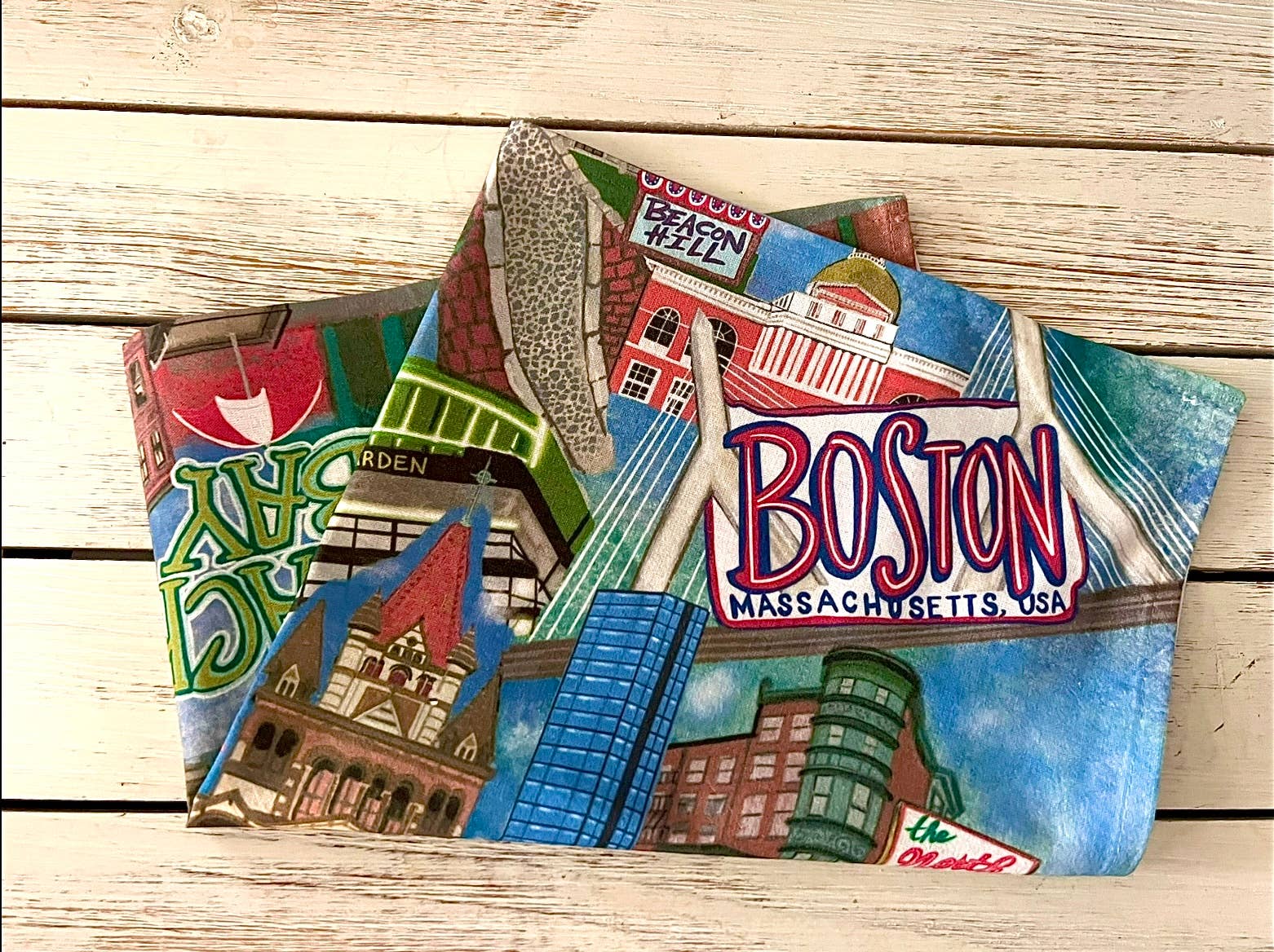 Domesticadence - Wholesale Tea Towel - Hand-Drawn Boston, MA Sites Dish / Tea TowelsÂ