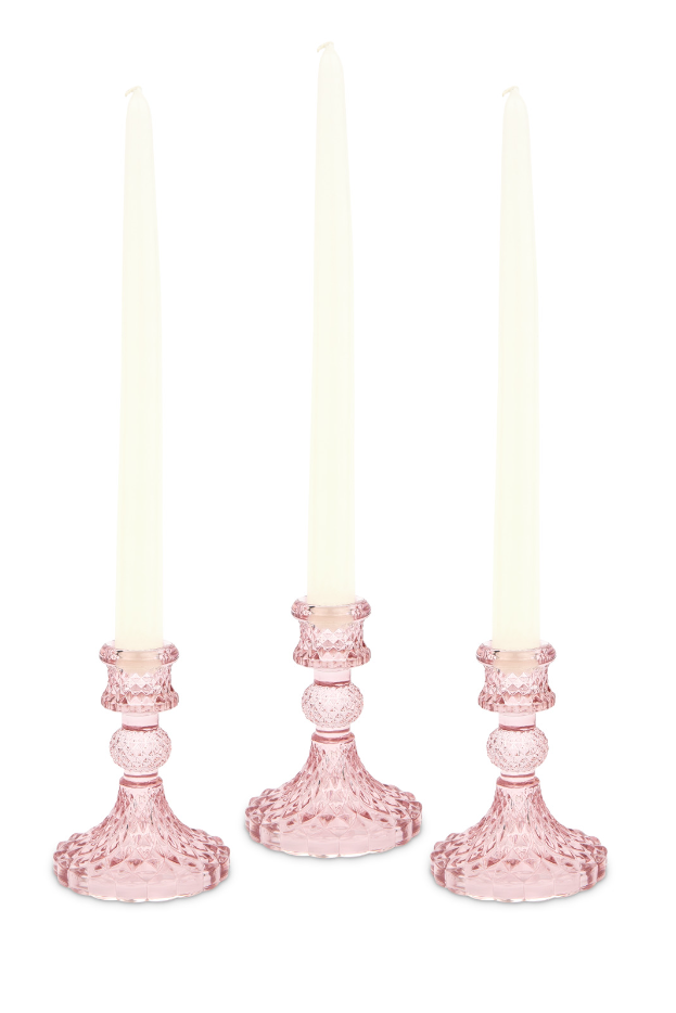 Weddingstar Inc. – Suporte de vela por atacado – Conjunto de 3 Castiçais Vintage de Vidro Pressionado para Velas - Weddingstar Inc.3