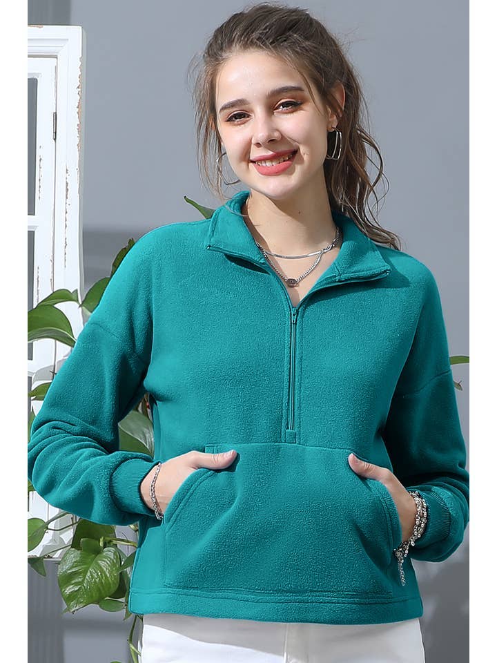 Lily Clothing - Wholesale Fleece - Women's - NECK HALF ZIP UP FLEECE PULLOVER ANORAK JACKET8
