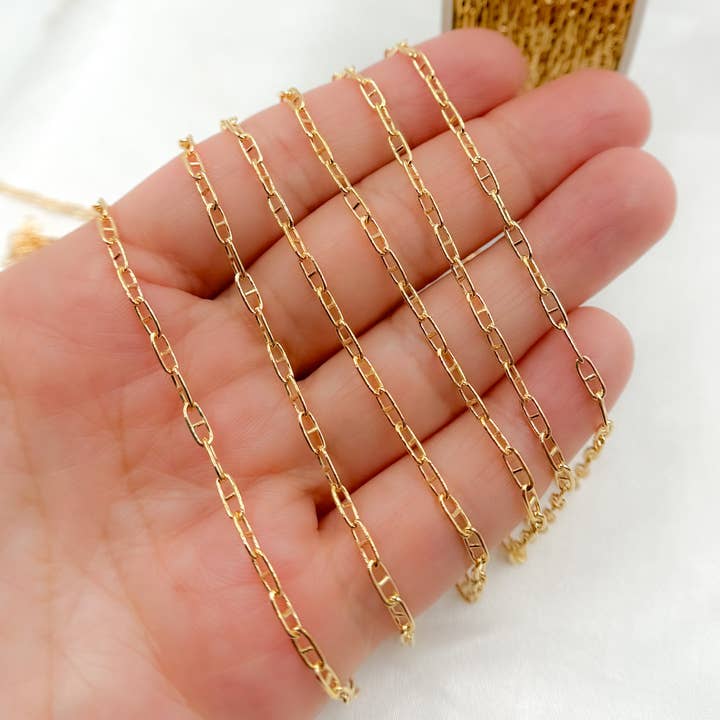 V248GF. 14K Gold Filled Smooth Marina Link Chain for wholesale by Tresor Jewelry Inc.