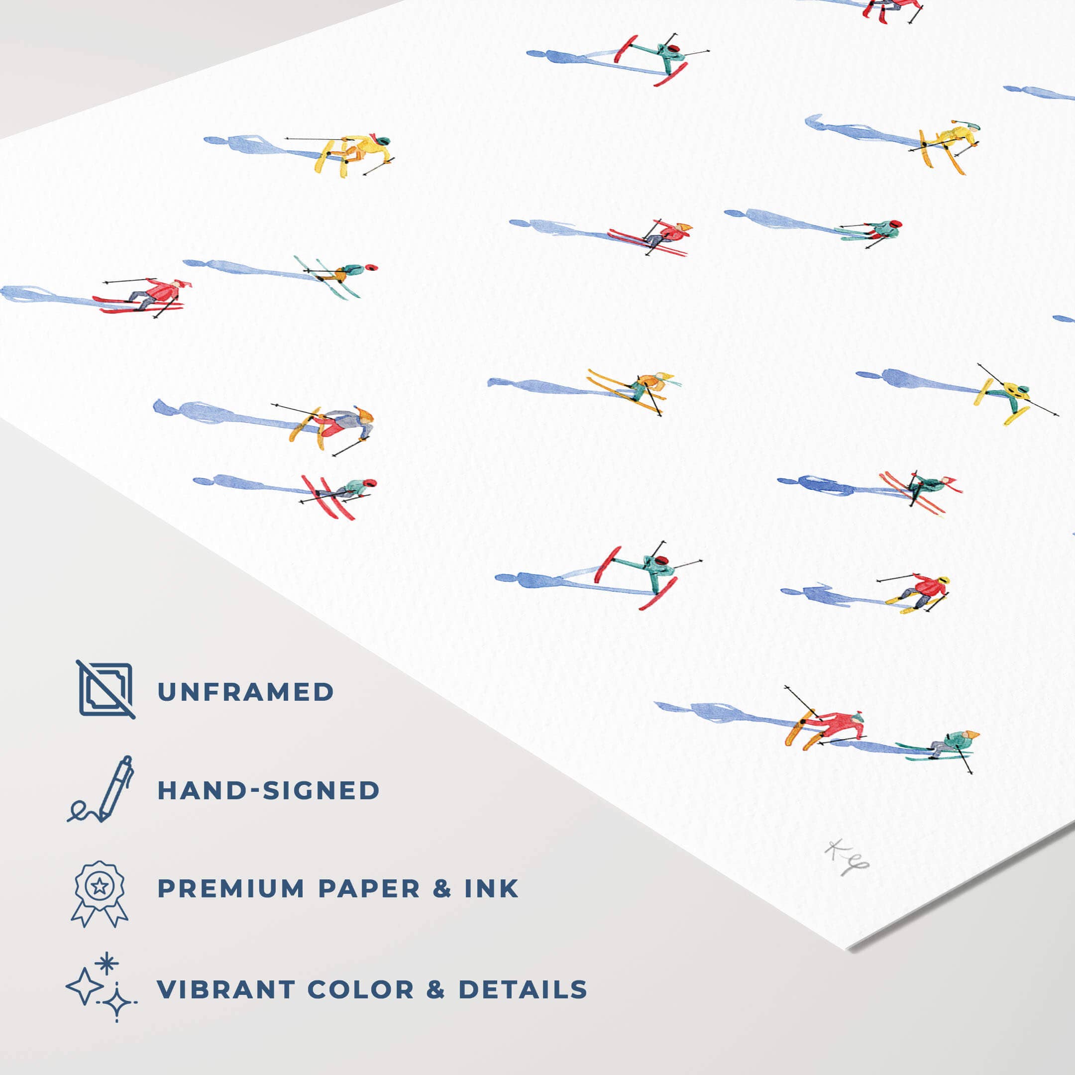 Watercolor Wednesday - Vente Affiche d'art - Impression d'art de ski | Décoration murale de petit skieur alpin après-ski1