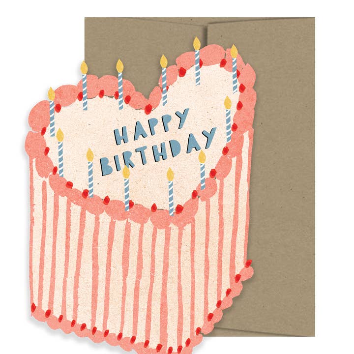 Isatopia - Wholesale Birthday Card - Heart Cake Birthday Collection - Die Cut Card