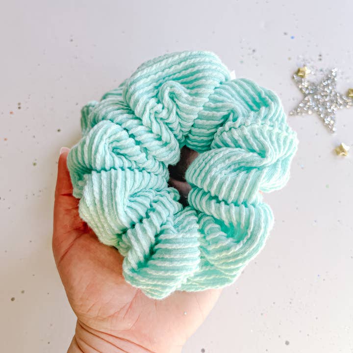 Evie Pearl Handmade LLC - Wholesale Scrunchie - Womenβs - Teal Ribbed Regular Scrunchy2