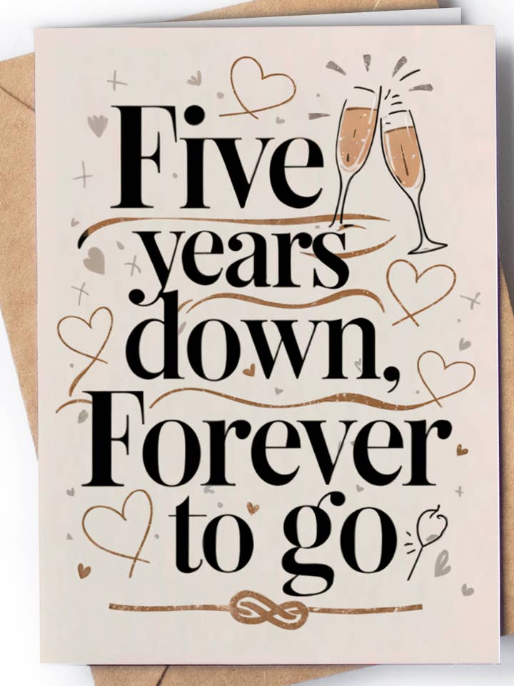 Carte du 5e anniversaire - Carte du 5e anniversaire cinq - GC173 pour la vente par Greeting Cards for Everyone - Birthday Gifts