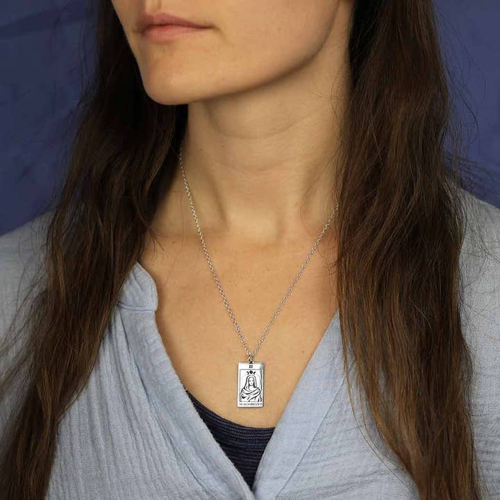 Nina Designs - Wholesale Pendant/Charm Necklace - Sterling Silver High Priestess Tarot Card Necklace1