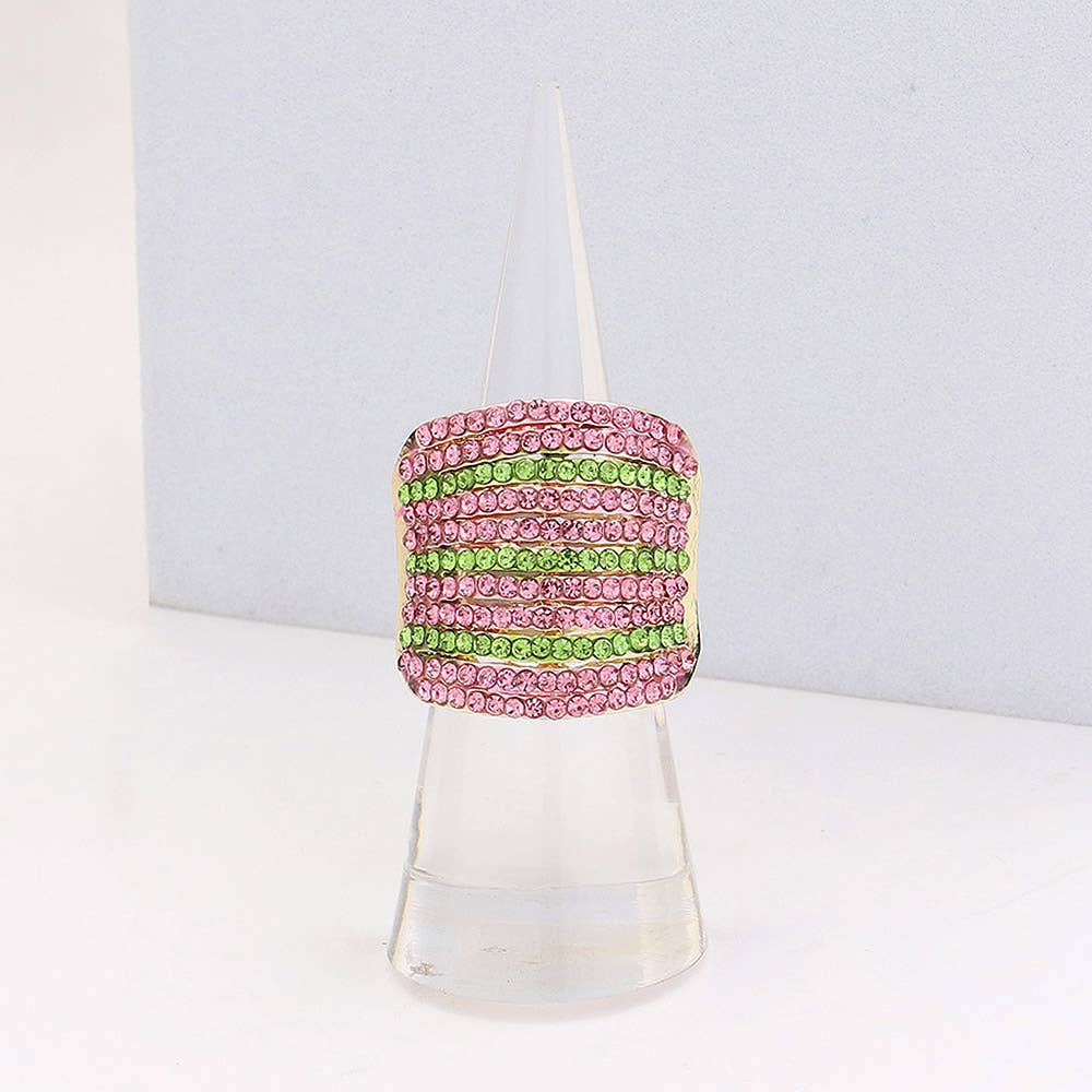 Sensibling Corp. - Wholesale Ring met meerdere stenen - Strass Pave stretchring met meerdere rijen10