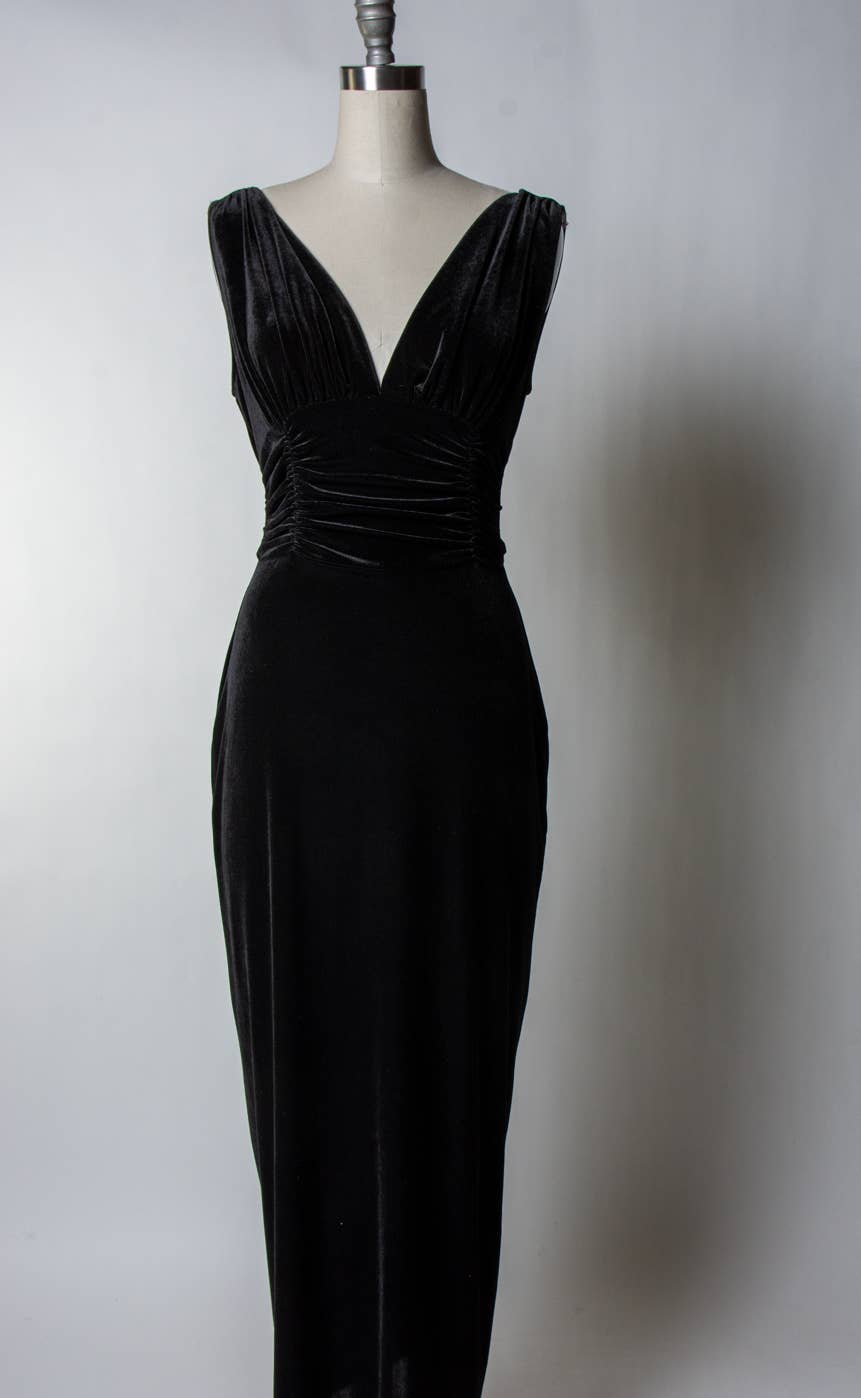 Heart of Haute - Wholesale Dress - Women's - MTO- Athena Gown, Black Stretch Velvet 8