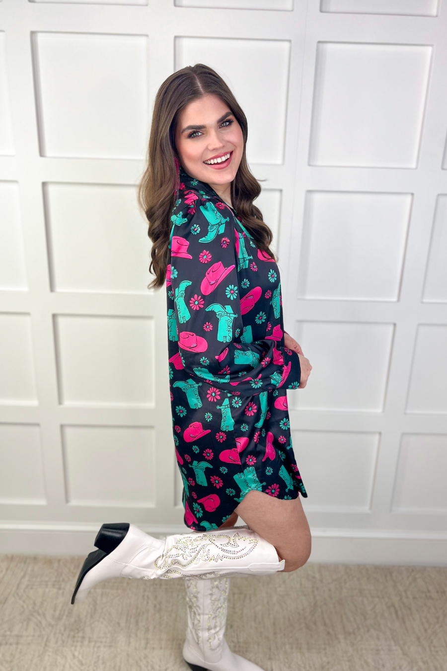 Charcoal Rodeo Ready Button Up Dress for wholesale on Faire6