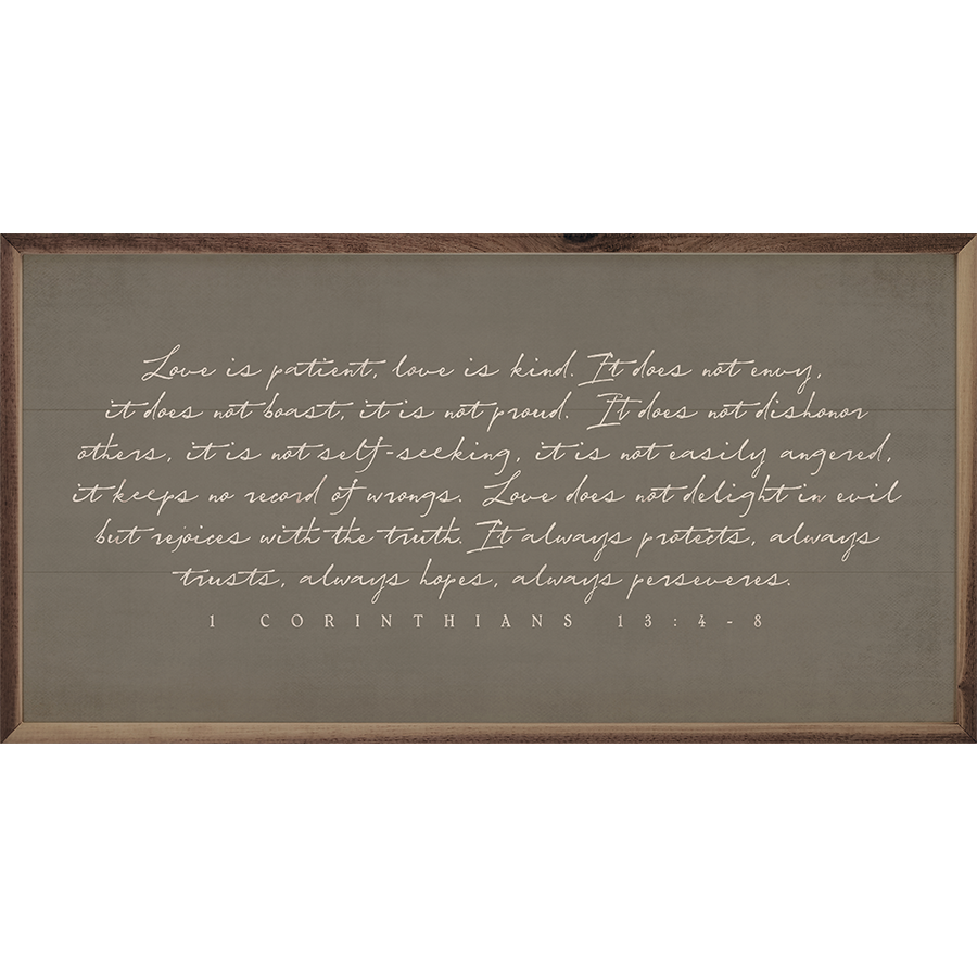 Kendrick Home - Wholesale Wood Wall Art - Love Is Patient Corinthians Green0