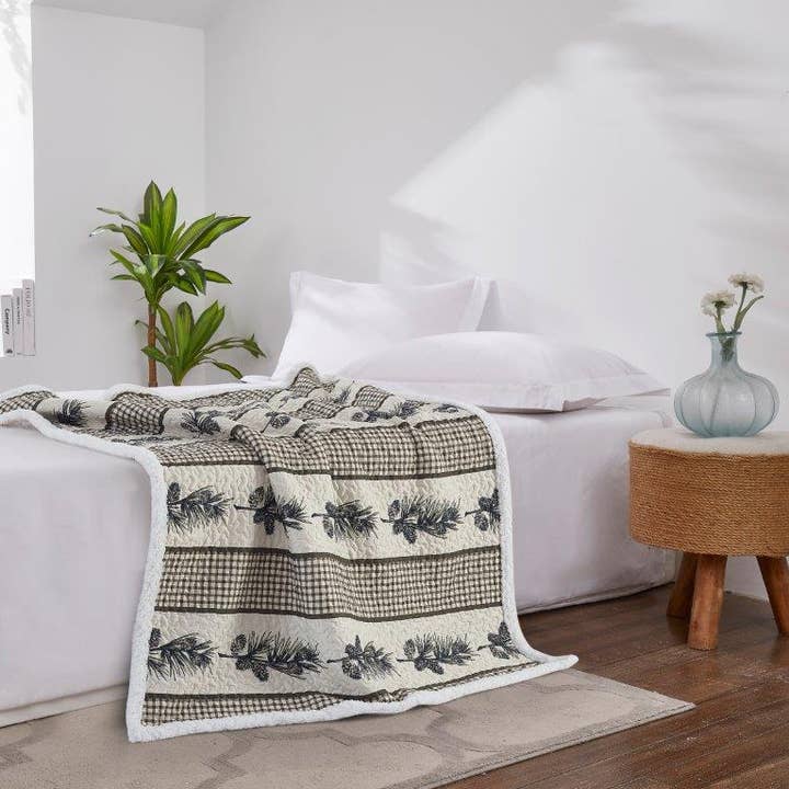 Duke Imports - Wholesale Throw Blanket - "Cascade Falls" Quilted Sherpa Throw 50"x60"4