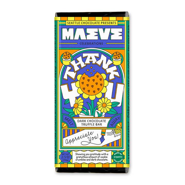 Thank You Truffle Bar for wholesale by Seattle Chocolate Presents Maeve