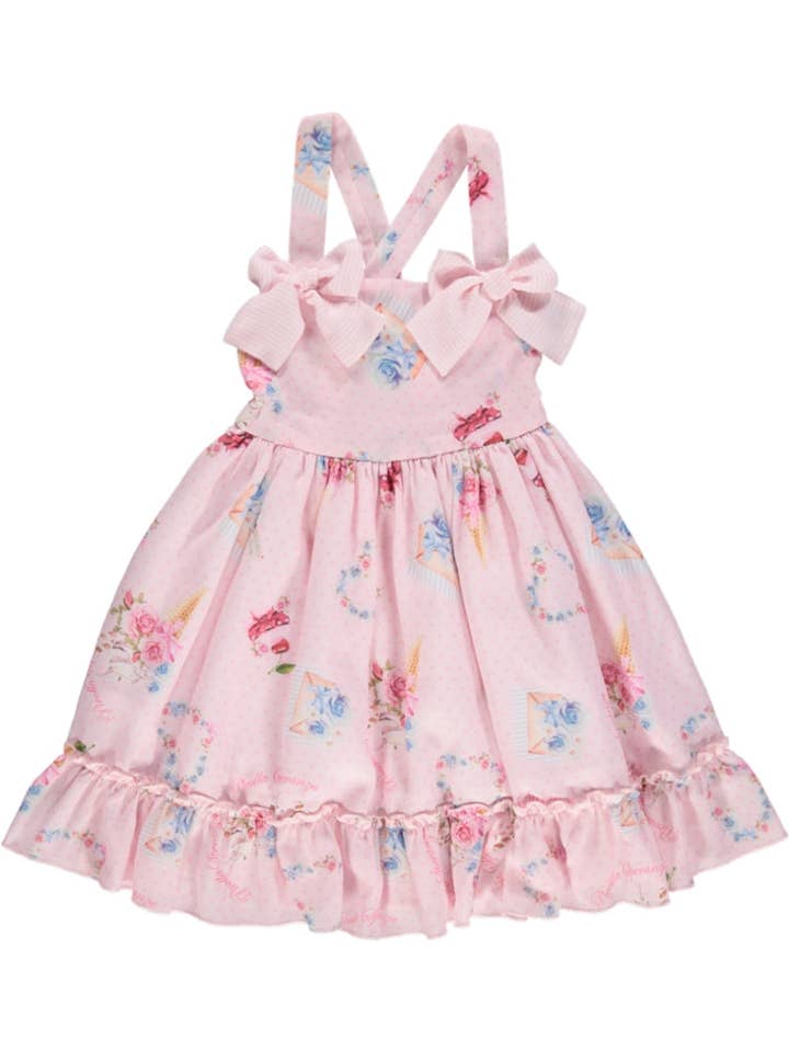 Vestito rosa con bretelle e motivo a gelato per la vendita all'ingrosso da parte di Piccola Speranza