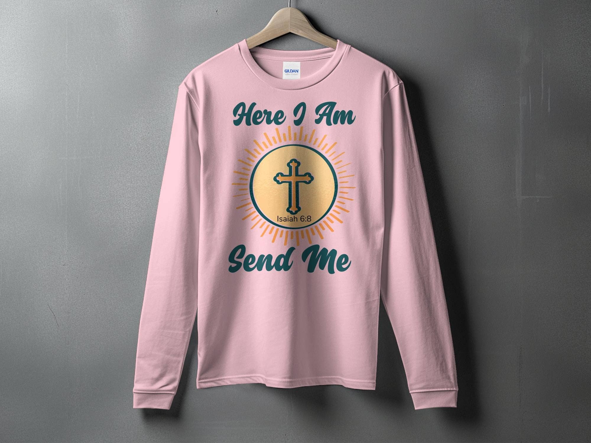 FreakyTeeFactory - Wholesale Screen Printed T-Shirt - Women's - Christian T-Shirt Here I Am Send Me, Isaiah 6 8 Scripture Tee, Religious Gift, Faith-Based Clothing, Unisex Bible Verse Shirt11
