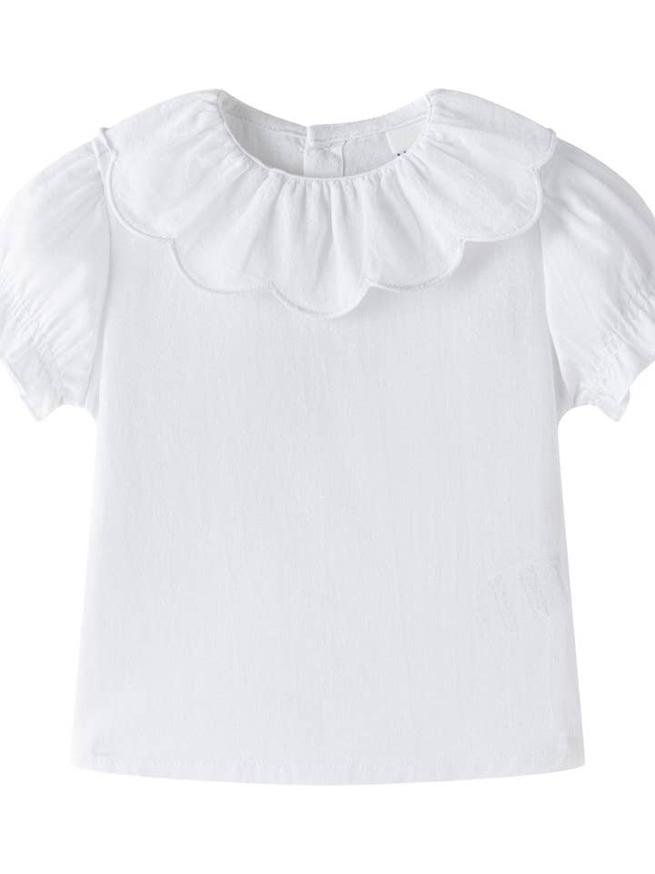 Baby kjole bluse 6-24m hvid bomuld kombinerbar BGV96515 for engroshandel hos Newness Kids