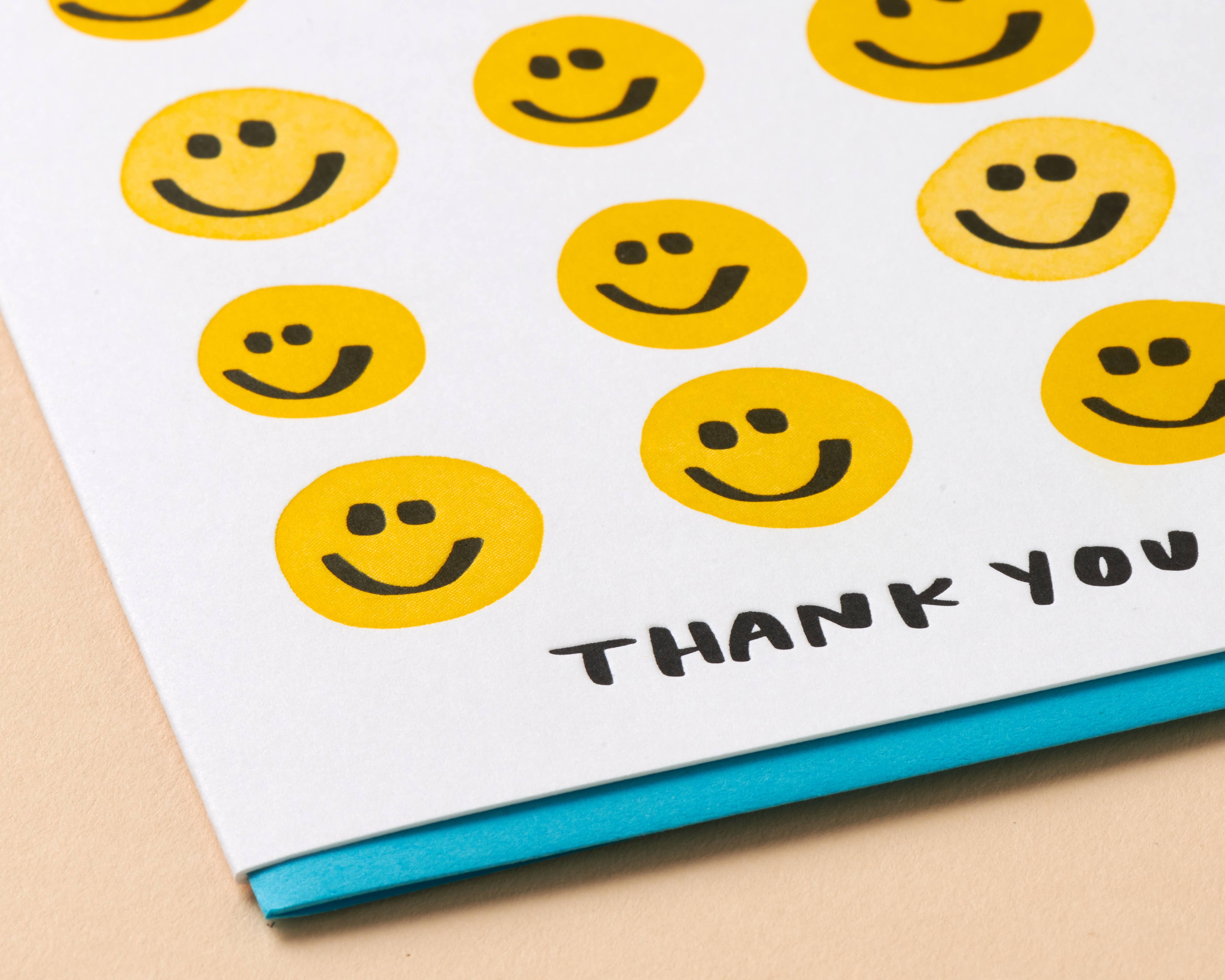 And Here We Are - Wholesale Thank You Card - Smiley Thanks Letterpress Greeting Card- Made in USA1