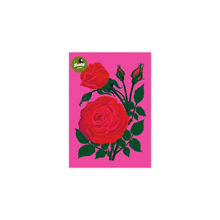 Lucky Goods Paper - Wholesale Art Print - Roses in Hot Pink Portrait Print