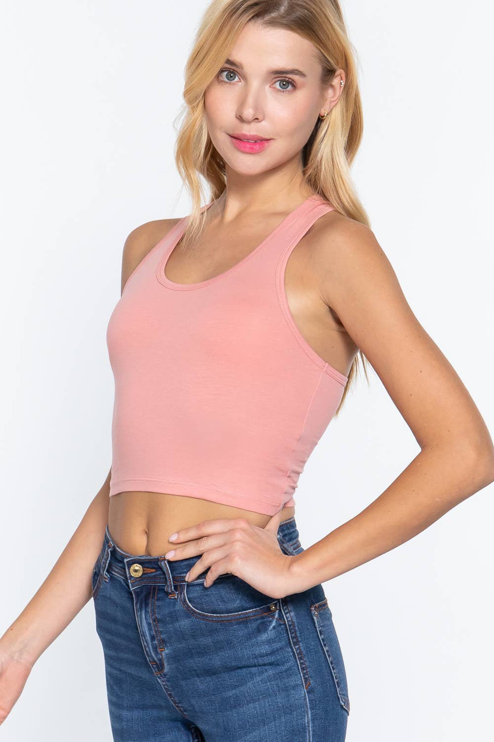 42POPS - Wholesale Knit Top - Women's - ,,.42POPS Fitted Racerback Cotton Spandex Jersey Crop21