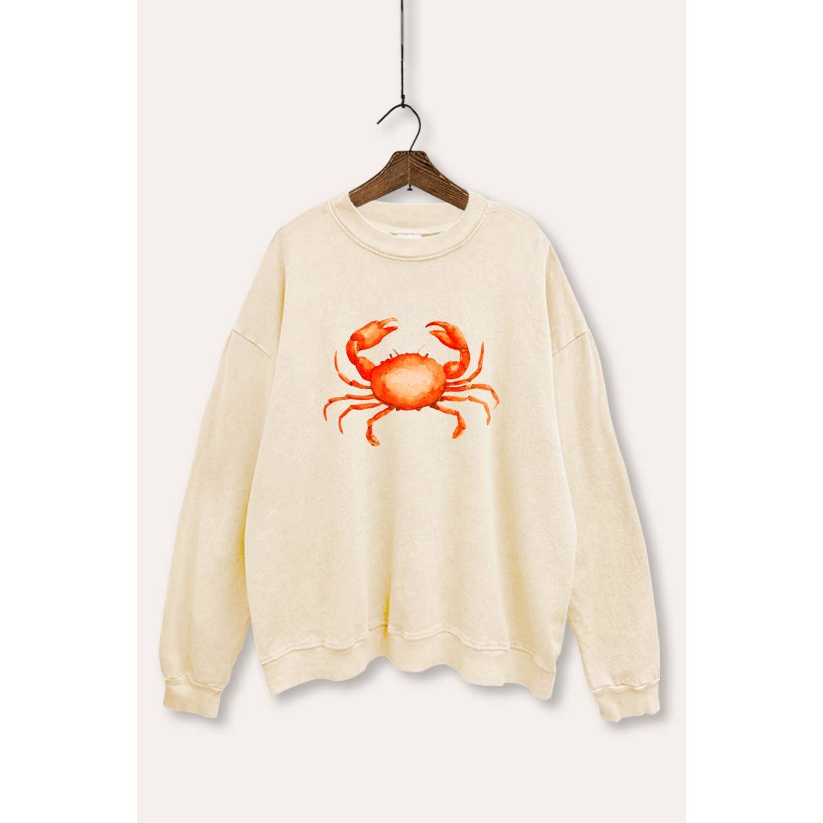 VINTAGE POINT USA - Wholesale Graphic Sweatshirt - Women's - *BEST SELLER* RED CRAB GRAPHIC MINERAL WASH SWEATSHIRT4