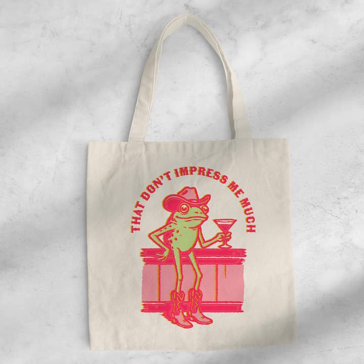 Cluster Funk Studio - Wholesale Tote Bag - Women's - That Don't Impress Me Much Frog Cowgirl Tote