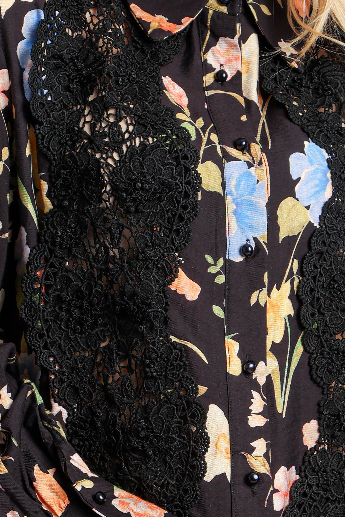 Black Floral Printed & Embroidered Top & Pants Set PC6441 for wholesale on Faire5