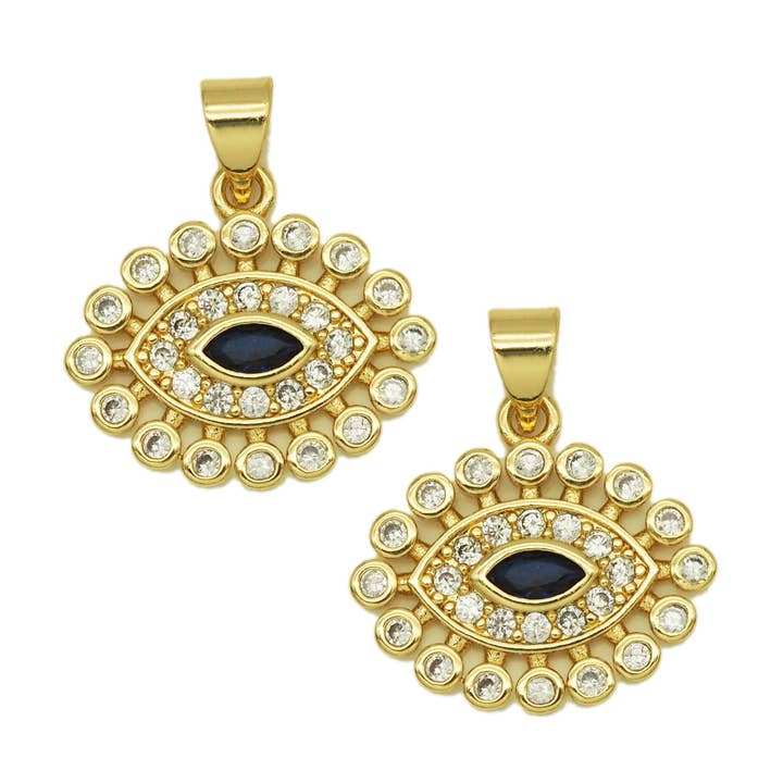 CZ Evil Eye Charm, Sku #JL91 por atacado de BestBeads&Beyond