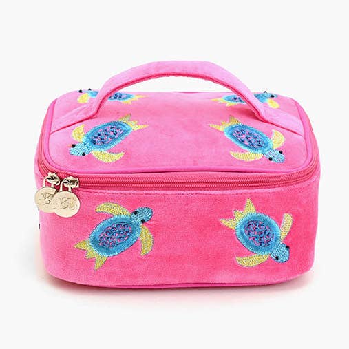America & Beyond - Wholesale Jewelry Box/Organizer - Velvet Embroidered Jewelry Box-Pink Turtle0