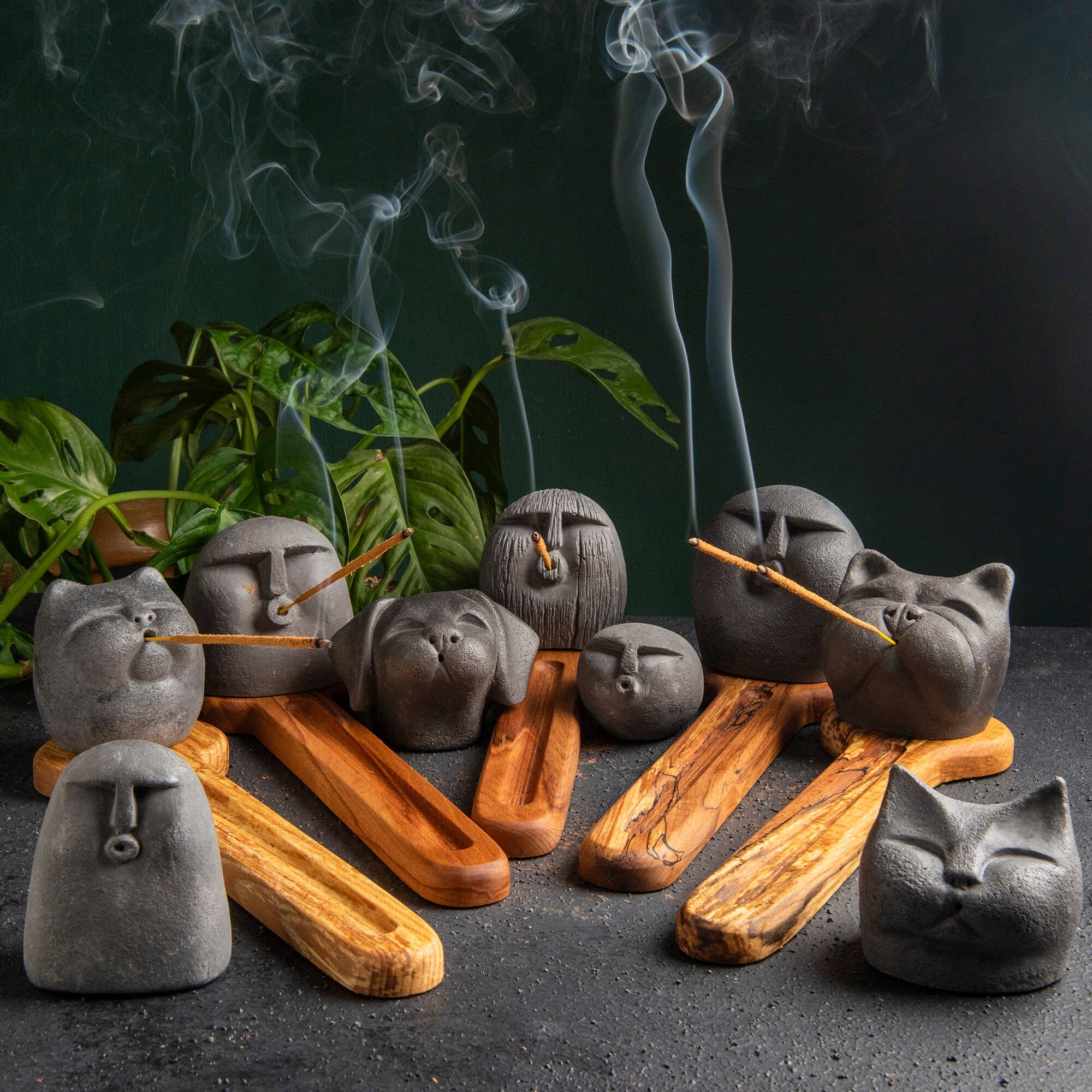 Troy Touch – wholesale Incense holder – Stone Face Incense Stick Holder GRANDE Stone Head7