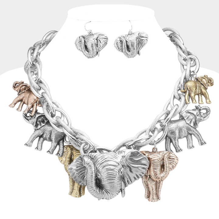 Metal Elephant Charm Necklace for wholesale by Sensibling Corp.