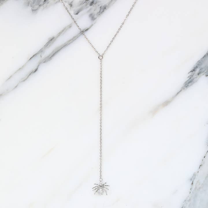 The Gilded Witch - Wholesale Y-Neck/Lariat Necklace - Silver Spider Lariat: Spooky Chic Halloween Jewelry3