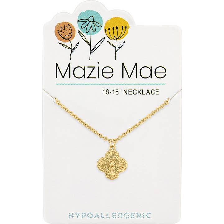 Mazie Mae Necklace: Gold Quatrefoil Necklace for wholesale by Center Court