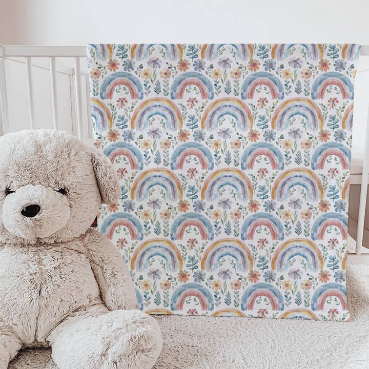 Manta de Minky para Bebés y Niños Pequeños - Arcoíris 76x102 cm para venta al por mayor de Hey Peanut Shop