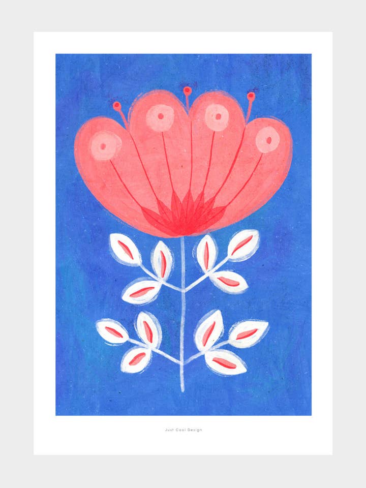 Pink Flower | A5 Retro Geometric Floral Illustration for wholesale by Just Cool Design